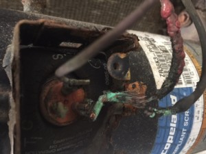 Burned wires and connections on air conditioner compressor in Ft Myers Florida